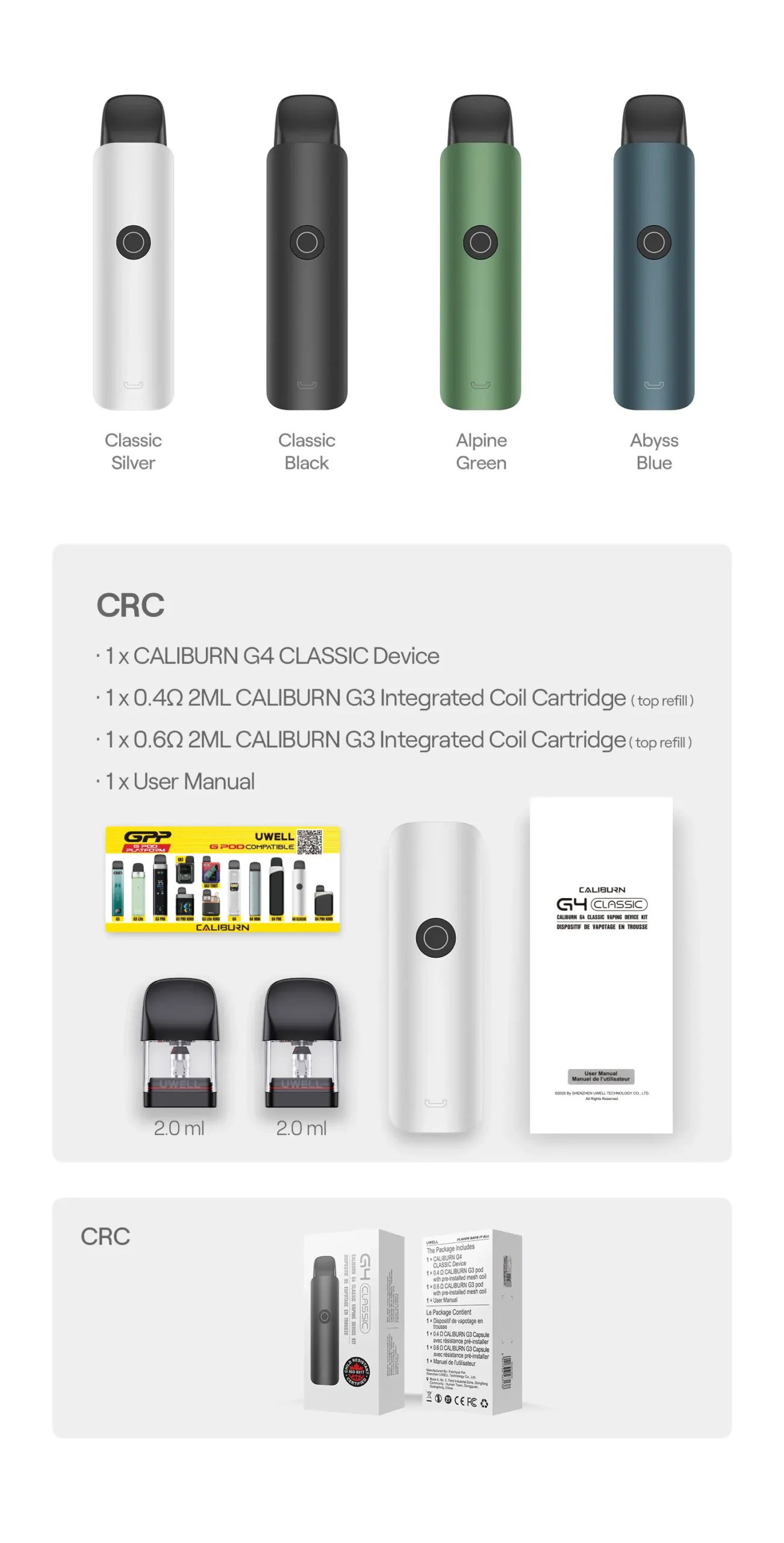 Second image of Uwell Caliburn G4 Classic – Pod System Kit