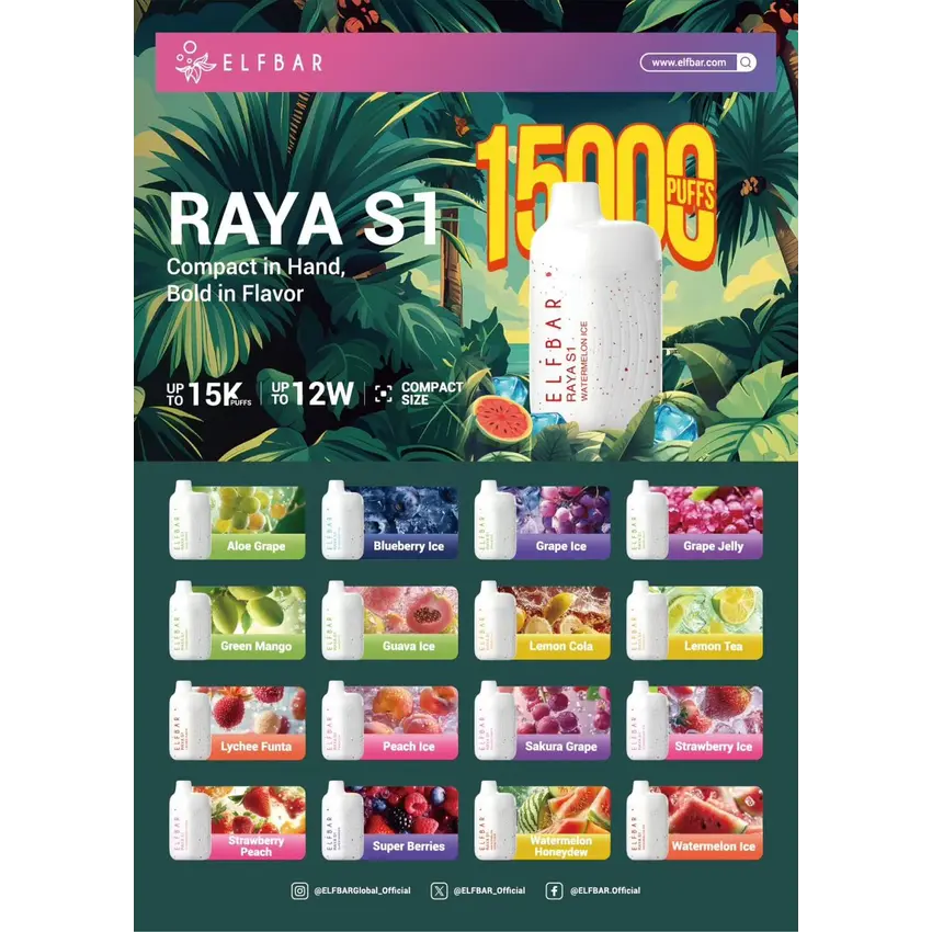 ELF BAR RAYA S1 15K Puffs – Kiwi Mango Watermelon